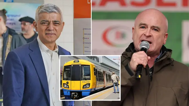 Planned strikes next week by London Overground workers have been called off. London Mayor Sadiq Khan (left) and RMT boss Mick Lynch (right)