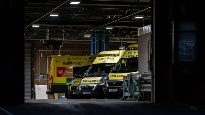 File image of NHS Ambulance station with fleet of ambulances