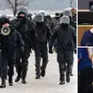Authorities clamp down on protests in Russia (l). Alexei Navalny's widow Yulia Navalnaya (top r) and Russian tyrant (bottom r)