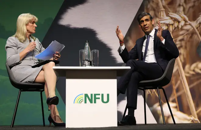 Rishi Sunak speaks during a question and answer session with National Farmers' Union (NFU) President Minette Batters.