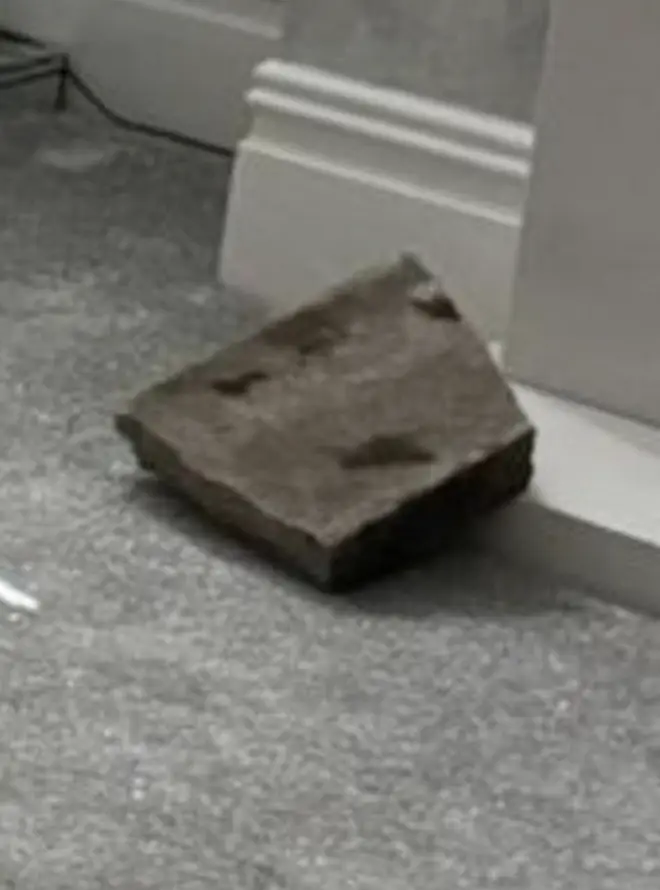 Stone was also thrown through the window