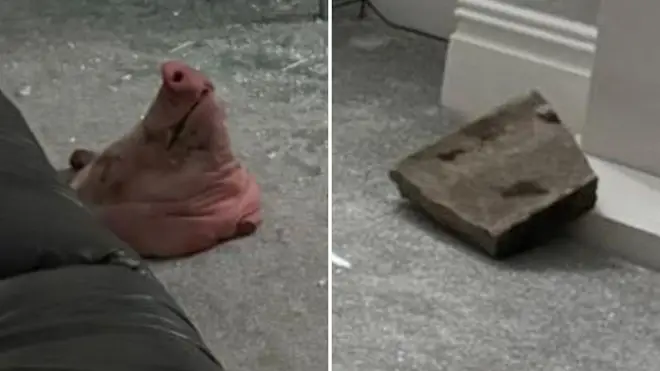 A pig's head has been hurled into a Muslim family's home