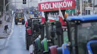 Polish farmers drive tractors in a convoy in Minsk Mazowiecki, Poland as they intensify a nationwide protest against the import of Ukrainian foods and European Union environmental policies (Czarek Sok