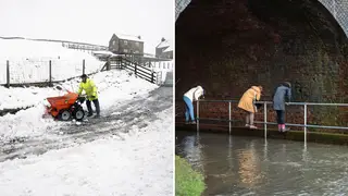 Snow in Northumbria, and flooding in Worcestershire on February 8, earlier this month