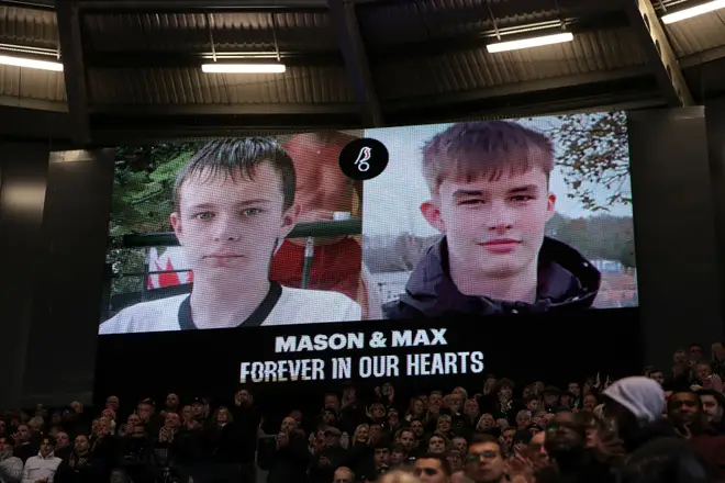 Pictures of the two boys were displayed on a screen prior to kick-off ahead of the match between Bristol City and Leeds United 