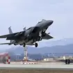 A South Korean Air Force F-15K fighter jet takes off from a South Korean Air Force base in Cheongju, South Korea
