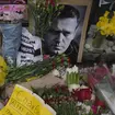 Flowers to commemorate the death of Alexei Navalny