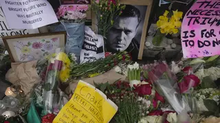 Flowers to commemorate the death of Alexei Navalny