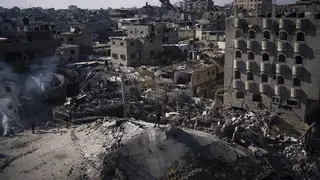 Destroyed residential buildings in Rafah