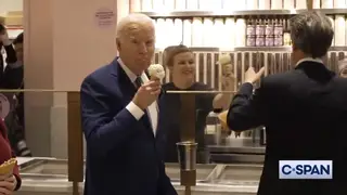 Joe Biden eating ice cream with Seth Meyers