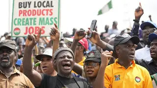 Union members protesting in Lagos
