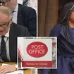 Henry Staunton (left) was fired as chair of the Post Office last month. He has since engaged in a public row with Business Secretary Kemi Bedenoch (right)
