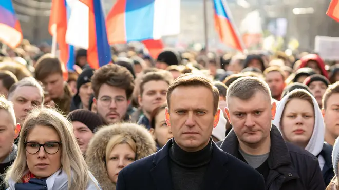 Navalny on march in Moscow, February 2020