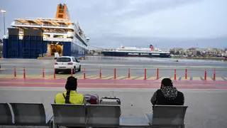 Ferries docked