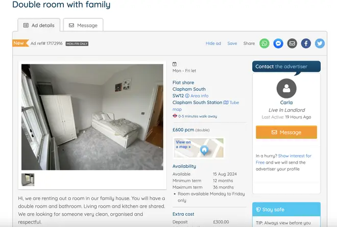 The new listing on Spare Room