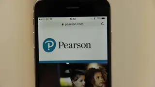 The Pearson website seen on a phone screen