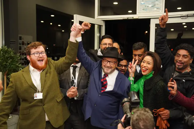 George Galloway after winning the by-election