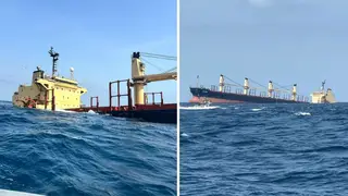 A British-registered ship has sunk in the Red Sea