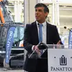 Prime Minister Rishi Sunak delivers a speech to business and construction representatives during a visit to Panattoni Park.