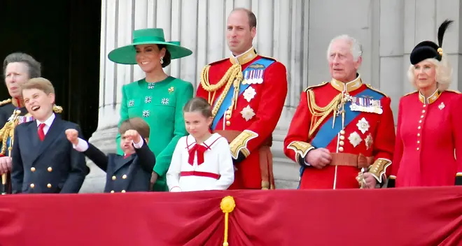 King Charles, Queen Camilla and the Royal family at Trooping the Colour on the balcony at Buckingham Palace, June 17, 2023