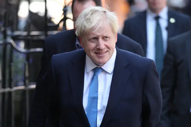 Boris Johnson arriving back at his office in Westminster as Conservative leader