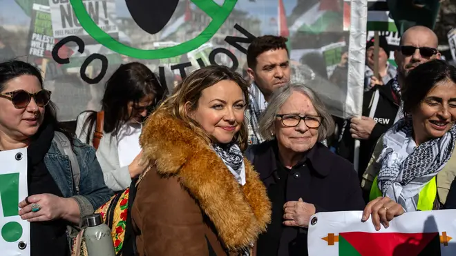 Singer Charlotte Church joins protesters as they gather to march in support of Gaza