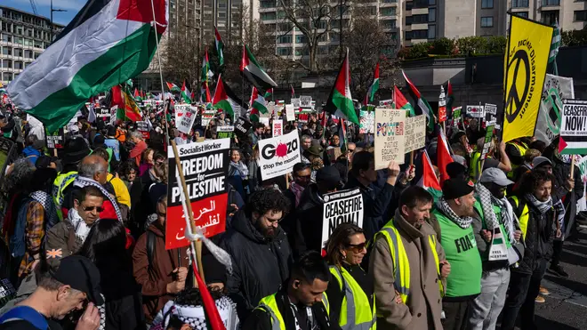 Protesters gather to march in support of Gaza