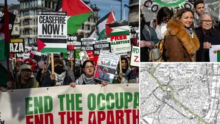 Thousands have gathered in London to call for a ceasefire in Gaza