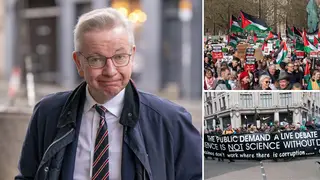 Pro-Palestinian marchers should question whether extremist groups are behind some of the protests, Michael Gove said.