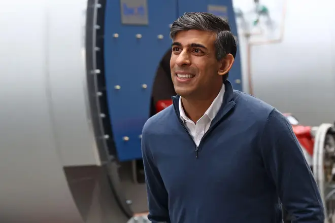 Prime Minister Rishi Sunak speaks to members of the media during a visit to Byworth Boilers at the Parkwood Boiler works in Keighley, West Yorkshire. Picture date: Friday March 8, 2024.