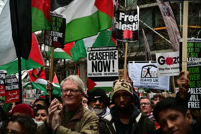 Tens of thousands of people are marching for a ceasefire now to 'stop the genocide' in Gaza