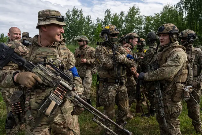 Fighters of Russian Volunteer Corps gather in Sumy region, Ukraine, May 24