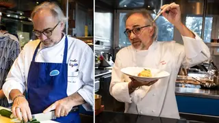 Marco Sacco, 59, who runs the Piccolo Lago di Verbania restaurant near Lake Maggiore, served up a borage risotto topped with the raw clams to guests at a wedding in 2021