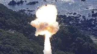The rocket explodes