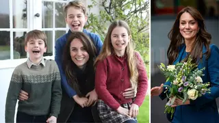 Kate's controversial Mother's Day picture (l) as insiders say she will be back by Easter