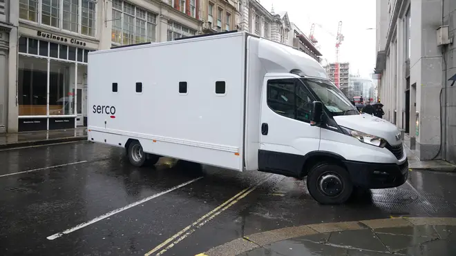 A Serco prison van arriving at the Old Bailey