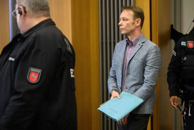 Christian Brueckner arrives at the start of his trial, at Braunschweig district court, in Brunswick, Germany, on February 16, 2024