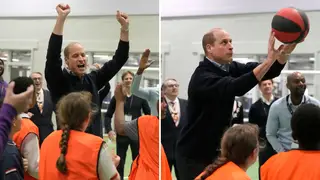 Prince William plays basketball on visit to youth centre