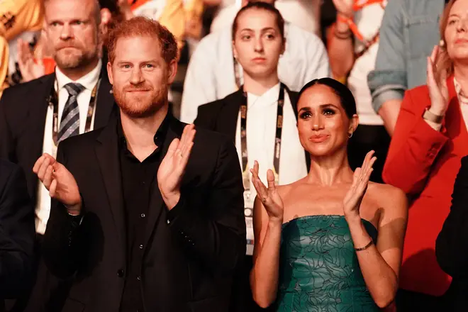 The Duke and Duchess of Sussex during the closing ceremony of the Invictus Games in Dusseldorf, Germany, September 16, 2023