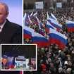Vladimir Putin has addressed crowds in Moscow, telling them: 'All glory to Russia'