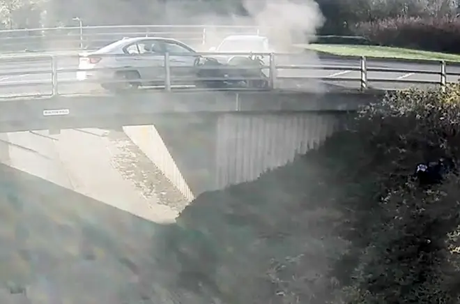 The video shows the BMW being speedily driven before the car crashes into another travelling from the other direction.