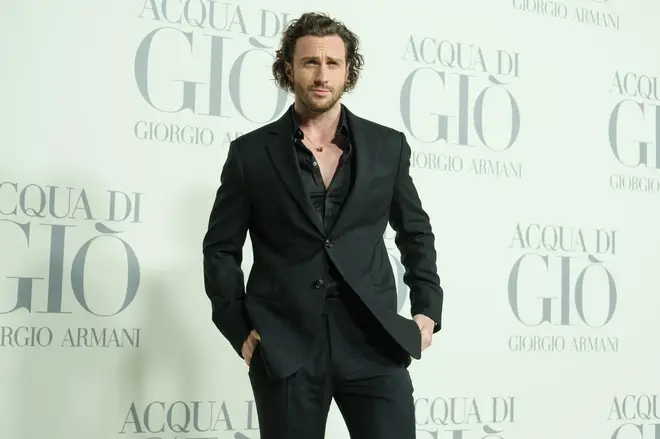 Aaron Taylor Johnson attends the Madrid photocall for a Giorgio Armani show at Matadero Madrid on March 7