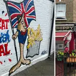 The mural on the wall of the Golden Chippy