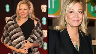 Nadja Swarovski at the Baftas in London in 2017 and (R) at an award show in New York two years later
