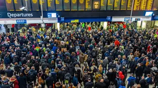 Huge crowds at Waterloo Station during a train strike