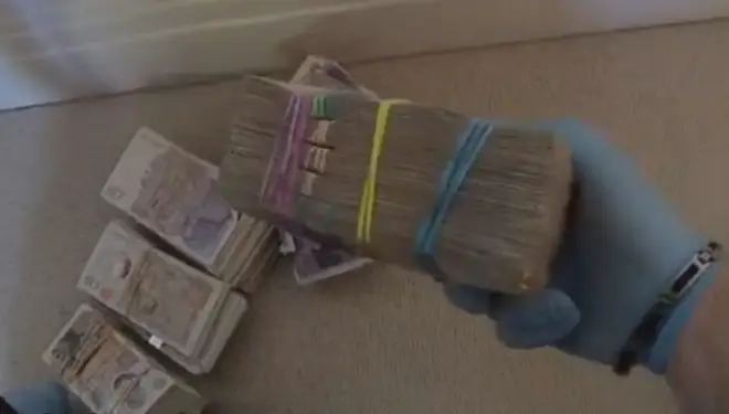 Police discovered piles of cash