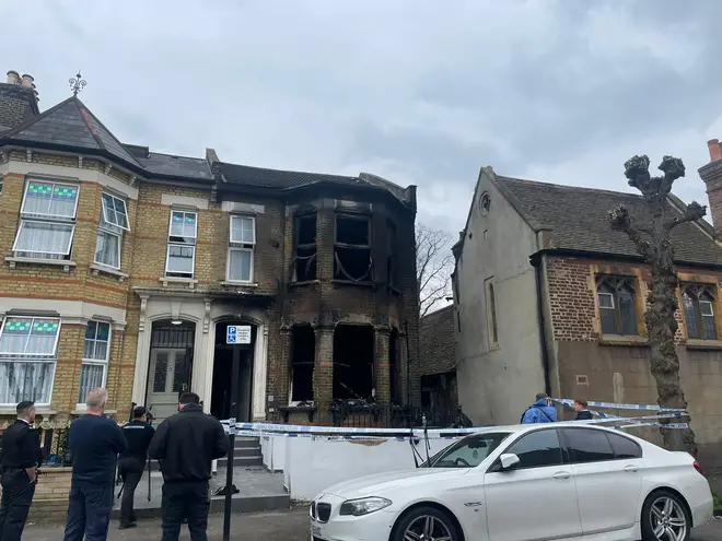The ground and first floors of the three-storey house were destroyed by the fire