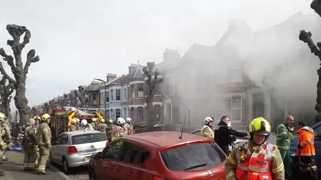 Eight fire engines and around 60 firefighters tackled the fire on Newick Road in Hackney
