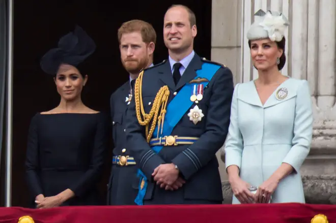 Meghan, Harry, William and Kate on the balcony at Buckingham Palace