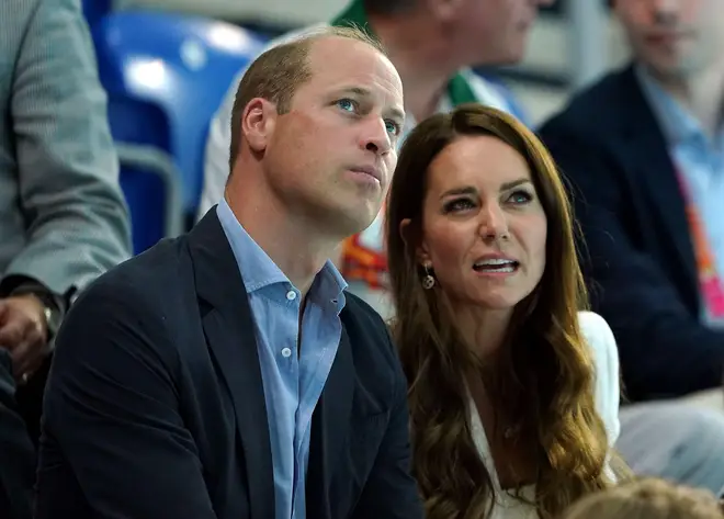 Kate and William at Sandwell Aquatics Centre on day five of the 2022 Commonwealth Games in Birmingham, August 2, 2022